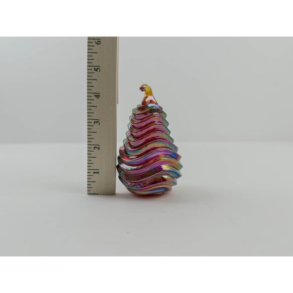 Vintage FENTON Art Glass Tree & Bowl Combo - Red Carnival Iridescent USA - Picture 9 of 9